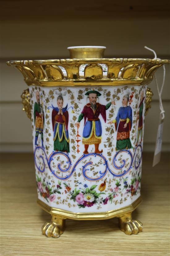 A Paris porcelain chinoiserie bough pot, mid 19th century 21cm.